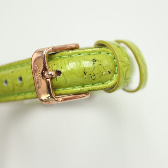 Bulova Silver Tone Womens 23mm Tank Watch Yellow Green Leather w New Battery - Picture 12 of 16